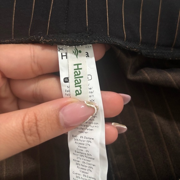NWT HALARA Black Dress Pants Mid Rise Barrel Leg Stripe Pants - Picture 11 of 16